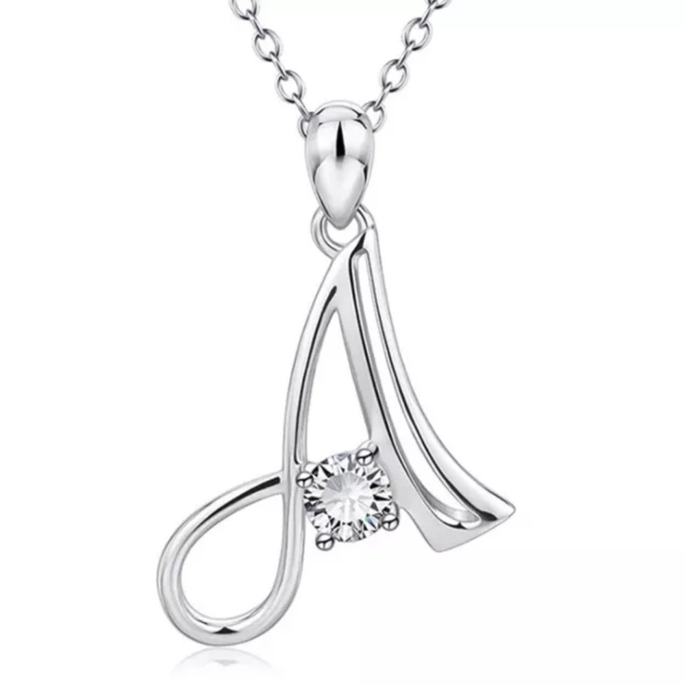 Rhinestone Sliver letter necklace